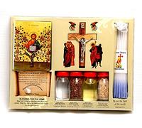 Kit de bénédiction pour la maison, bouteilles, croix et bougies de la Terre Sainte Jerusalem