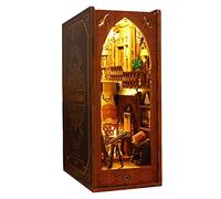 Kit de bibliothèque magique 3D en bois pour coin de livre - Enchanteur insert d'étagère avec LED tactile | Décoration de serre-livres à faire soi-même | Idéal pour adultes et adolescents (bibliothèque