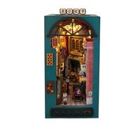 Kit de bibliothèque Nook - Puzzle miniature - Diorama - Décoration de lumière LED créative | Insert artisanal en bois, œuvre d'art 3D compacte - projet de construction pour adultes adolescents