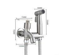 Kit de bidet ergonomique pour couches de bébé et animal domestique (brossé) | Construction en acier inoxydable SUS304, finition anti-corrosion, pendant des années, performance quotidienne fiable