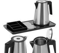 Kit de bienvenue pour hôtel : Bouilloire électrique avec plateau, 1,2 L, 1 800 W