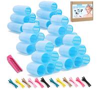 Kit de bigoudis auto-agrippants sans chaleur, 3 tailles (2 cm, 3 cm, 4 cm) pour cheveux courts/moyens | 36 rouleaux + 12 clips + 1 peigne | Pas de bigoudis thermiques pour les vagues de nuit, les