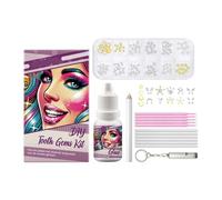 Kit De Bijoux Dentaires DIY - Application Sûre Et Facile Avec Colle UV, Pierres Précieuses Assorties For Un Sourire Personnalisé(2PC)