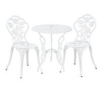 casa.pro Set de Bistrot Style Vintage Ensemble de Table et de Chaises de Jardin Terrasse Patio Stable Résistant aux Intempéries Design Classique en Fonte Aluminium Blanc