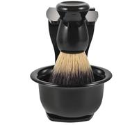 Kit de Blaireau de Rasage en Acrylique et Nylon Noir | Bol Ergonomique, Poils Nylon Souples, Entretien Facile, pour Hommes, Ensemble de Rasage Compact