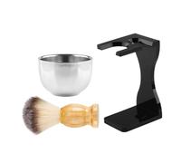 Kit de Blaireau de Rasage Modèle 7389 pour Mari, Bureau | Bol, Support et Pinceau Inclus, Acrylique, Acier Inoxydable et Bois, Entretien Facile