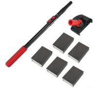 Kit de bloc éponge de ponçage réglable avec tige extensible pour mur plafond et lissage des coins en couleur rouge pour projets de rénovation de maison (A)