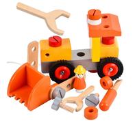 Kit De Blocs De Construction En Bois Pour Enfants, Jouet D'Ingénierie, Jeu De Construction, Chariot À Outils