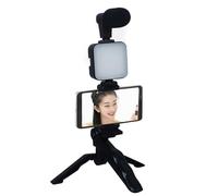 Kit de blog vidéo - Kit vidéo pour smartphone avec microphone de fusil de chasse, lumière LED réglable, porte-smartphone trépied flexible | Une configuration de blog vidéo tout-en-un parfaite pour l'e