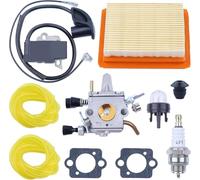Kit de bobine d'allumage et filtre à air pour carburateur FS120 de remplacement pour coupe-bordure débroussailleuse Stihl FS120R FS200R FS250R FS300 FS350 avec ligne de carburant, bougie d'allumage