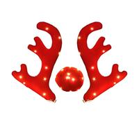 Kit de Bois de véhicule - Ensemble de décoration de Renne de Noël illuminé, Taille de Montage sur Toit Standard pour Une Utilisation en extérieur, matériau résistant intempéries, Ornement d'affich