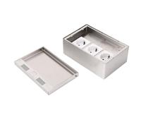 Kit de Boîte à Encastrer au Sol, Prise de Courant Inviolable en Acier Inoxydable de 16 A avec 3 Prises Européennes, Boîte de Prise électrique au Sol étanche AC250 V (5,12 X 7,87)