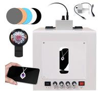 Kit De Boîte à Lumière Pour Studio De Photographie De Bijoux Professionnel Avec Accessoires : Plateau Tournant Réglable à 360 °, 5 Plaques De Couleur, Support De Suspension, 4 Lumières LED Large