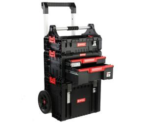 Kit de Boîte à Outils sur Roulettes Double Tiroir Boîte avec Poignée Kit Modulaire H 115cm Garage Atelier PRO