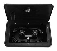 Kit de boîte de douche extérieure pour camping-car, douche extérieure noire, boîte de robinet extérieur réglable en métal à connexion rapide avec 2 valves de robinet + tête +