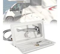 Kit de boîte de douche extérieure pour VR - Boîte de robinet de douche extérieure avec serrure et clé pour VR, autocaravane, roulottes de 5e roue, camping-car, remorque (Blanc)