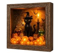 Kit de boîte d'ombres d'Halloween éclairée bricolage sorcière chat noir