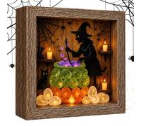 Kit de boîte d'ombres d'Halloween éclairée bricolage sorcière chat noir