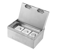 Kit de boîtes de sol à encastrer au sol, prise de sol en acier inoxydable, 16 A CA 250 V, 4000 W, prise cachée, boîte de prise, prise étanche (3 compartiments 200 x 130 mm x 70 mm)