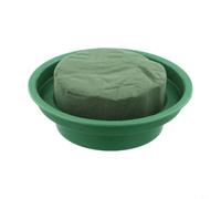 Kit de bols en mousse florale - Rond - Vert - Mousse humide pour base d'arrangement floral - Récipient à boue avec plateau en plastique pour centre de table de mariage et table de fête