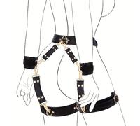 Kit de Bondage 6 Pièces BDSM - Menottes Réglables, Cale-Pieds, Cale-Cuisses, Bandeau, Sangle en Croix & Ceinture - Accessoires SM pour Couples, Jeux Érotiques et Jouets Adultes (schwarz)