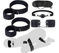 Kit de bondage BDSM avec bâillon boule, kit de bondage 3 en 1 avec menottes et entraves en coton, kit SM réglable avec bâillon pour adultes, accessoires érotiques discrets