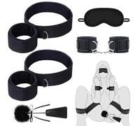 Kit de bondage BDSM pour couples, kit de bondage 3 en 1 avec menottes et entraves en coton, menottes réglables avec mousquetons métalliques pour les jeux SM, kit érotique discret pour adultes
