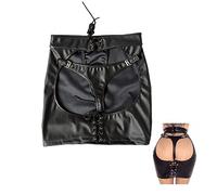 Kit de bondage Harnais Harnais Ceinture de chasteté + G-string Jupe Femme Cuir Fétiche Bondage SM Cosplay Esclave Menottes Corps Lingerie Sexy Cuir Ouverte Push Up Latex pour Débutant Les Femmes