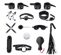 Kit de Bondage Oziral, Kit BDSM 13 pièces, Accessoire Ensemble de Bondage pour Couples, Kit de Contention pour Débutants, Un Kit Essentiel pour des Moments Intimes entre Hommes et Femmes Noir