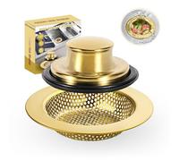Kit de bonde d'évier de cuisine en acier inoxydable, grand bord large de 11,4 cm de diamètre, bouchon d'évacuation des aliments pour la plupart des canalisations d'évier (doré)