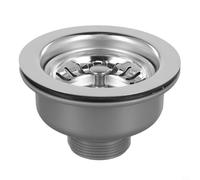 Kit de bonde d'évier en acier inoxydable avec bride de 114 mm pour évier de cuisine standard ouverture 83-90 mm, design panier pour attraper les particules alimentaires,