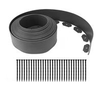 Kit de Bordure de Paysage sans dig | Bordeau de Jardin PE de 12 Pouces de Haut avec 30 enjeux | Pelouse, Parterre de Fleurs et Bordure de l'herbe de Cour | Installation Facile, (Grey)