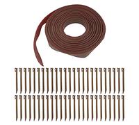 Kit de Bordure paysagère 50 PCS |Bobine de Bordure de Jardin sans Creuser pour parterres de Fleurs/Anneaux d'arbre/pelouses |Bordure de pelouse Flexible en PE avec Pointes, (Coffee)