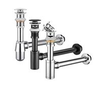 Kit De Bouchon De Canalisation For Évier De Salle De Bain, Siphon De Sol Réglable En Forme De Bouteille De Type T, Siphon D'évier Mural Escamotable, Crépine D'évier De Robinet(Red)