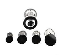 Kit de bouchons de brûleur à gaz en métal pour cuisinières Sabaf avec six couvercles et cinq diffuseurs de flamme en gris et noir pour chauffage de cuisine (plat)