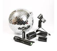 Kit de boule à facettes - Kit de fête mobile - Boule miroir de 20 cm - Moteur à piles - Pinspot - Trépied - Lumière à effet - Kit complet