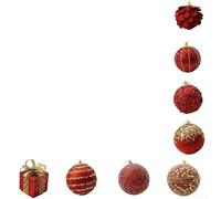 Kit de boules de Noël à accrocher sur les arbres de Noël et les présentoirs de table pour créer un cadre de vacances joyeux (rouge)