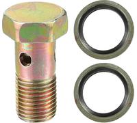 Kit de boulon de banjo simple, filetage métrique M12x1.25 longueur 32mm, adaptateur de raccord de ligne de frein turbo universel en métal durable de couleur bronze avec rondelles