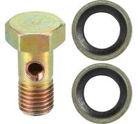 Kit de boulon de banjo simple, M8x1.0 Longueur 23mm Filetage métrique Adaptateur d'ajustement de ligne de frein turbo en métal durable, bronzé, avec rondelles et entretoises