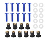 Kit de boulons de carénage 10Pieces M5X15mm Pare-brise Boulons De Pare-brise Carénage Vis Écrou Fixation(BLEU)