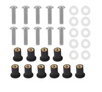 Kit de boulons de carénage 10Pieces M5X15mm Pare-brise Boulons De Pare-brise Carénage Vis Écrou Fixation(ARGENT)