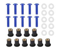 Kit de boulons de carénage 10Pieces M5X15mm Pare-brise Boulons De Pare-brise Carénage Vis Écrou Fixation(BLEU)