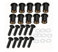 Kit de boulons de carénage 10pièces Moto M5 Métrique Caoutchouc Puits Écrous Pare-brise Carénage Capot Aluminium Moto Vis Boulons Accessoires(10 sets)
