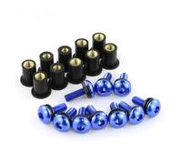 Kit de boulons de carénage 10pièces/Set Kit Moto M5 15mm Métrique Caoutchouc Puits Écrous Pare-brise Carénage Capot Aluminium Moto Vis Boulons(A-Bleu)
