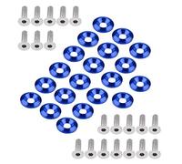 Kit de Boulons de Rondelle de Pare-chocs, Fydun 20 Pièces Kit d'Habillage de Compartiment Moteur en Aluminium Moteur Bay Dress Up Fixation Kit Plaque d'Immatriculation Décor Boulons Vis(Bleu)