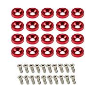 Kit de boulons de rondelle de pare-chocs, TOTMOX 20pcs en acier inoxydable, aluminium, modification, vis M6, kit de boulon de rondelle de pare-chocs, kit d'habillage de compartiment moteur, rouge