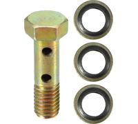 Kit de boulons double banjo, M8x1.25 Longueur 32mm Filetage métrique Adaptateur de raccord de ligne de frein turbo universel en métal durable de couleur bronze avec rondelles