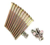 Kit de Boulons et écrous, 10 Pièces M6 Boulon et écrou de Barillet Plaqué Zinc Vis à Six Pans Creux Goujon écrou Connecteur Fixation Matériel Kit de Remplacement pour Meubles Lits Lits(60mm)