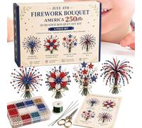 Kit de bouquet de perles patriotiques - DIY - Pour 250e anniversaire de | Perles en PET, lot de 20 x 10 x 5 cm, instructions (français non garanti), décoration florale patriotique