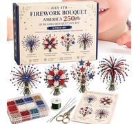 Kit de bouquet de perles patriotiques - Ensemble de bricolage pour le 250e | Artisanat de perles en matériau PET, Kit 20x10x5cm, Instructions, décor floral patriotique, utilisation d'affichage à